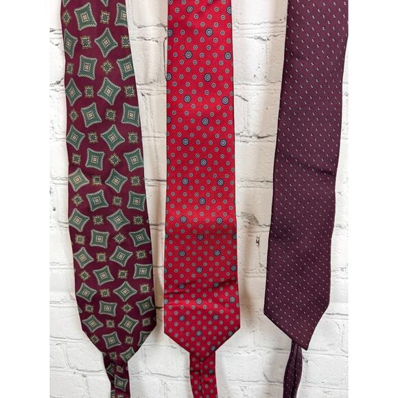 CHRISTIAN DIOR 100% silk red multicolor mens ties set of 3 - Picture 2 of 9